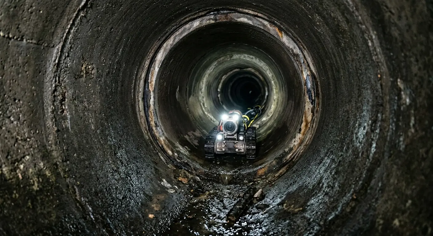 Robotic sewer camera inspecting pipe interior for Sewer Line Repair in Plumas Lake